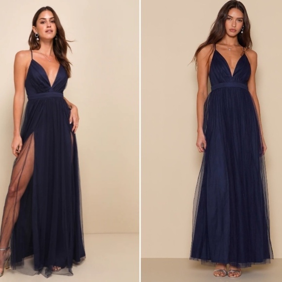 LULU's Prom Wedding Bridesmaid Special Event Sexy Flowy Maxi Dress NWOT - Picture 4 of 4